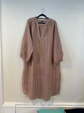 Massimo Dutti Mauve & Cream Striped Maxi Dress
